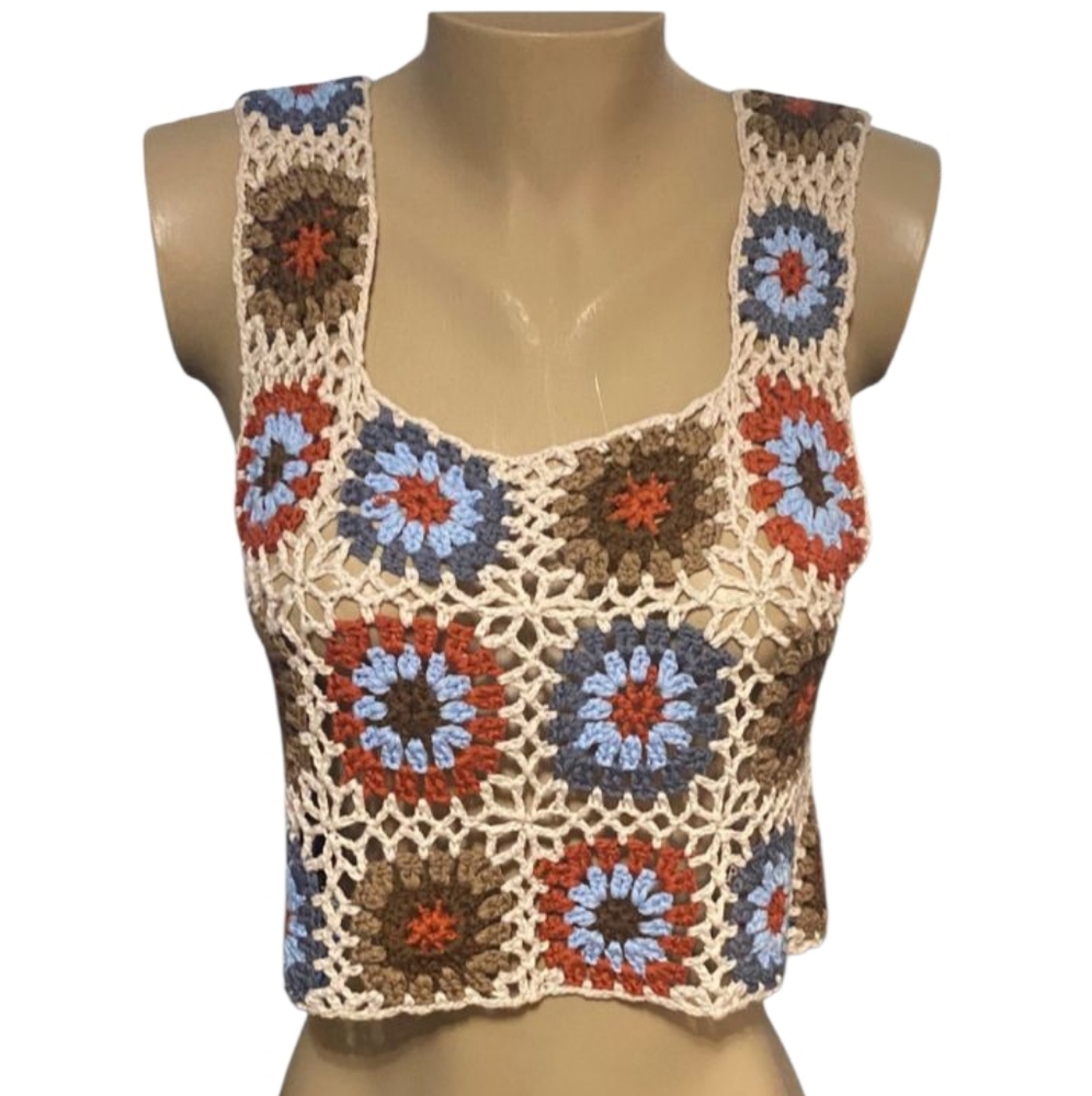 RSQ Multicolor Crochet Crop Top